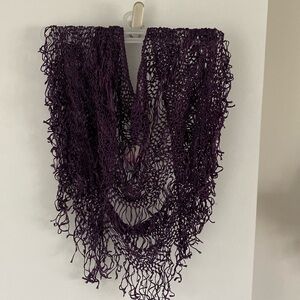 JIGSAW purple shawl wrap crochet macrame knit poncho NWT new scarf